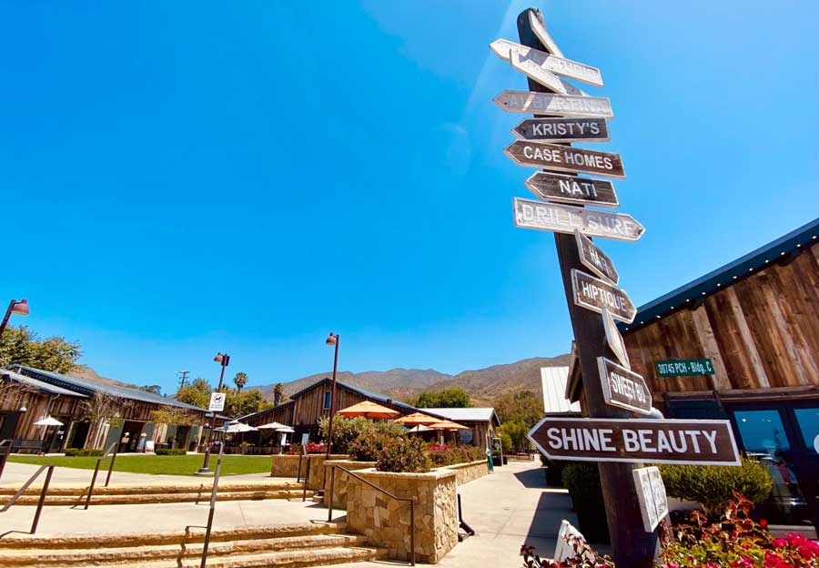 View of signages in Trancas Country Mart