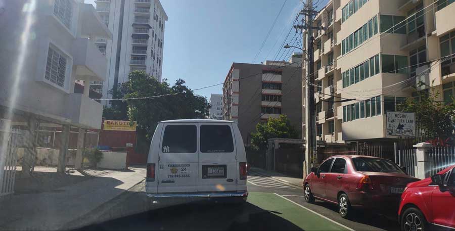 View while driving on a street in San Juan