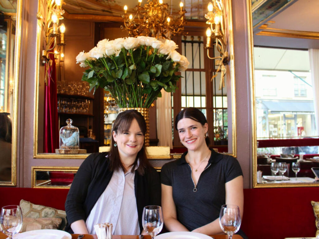 Travel Lemming writers Rachel and Betty dining at Chez Julien