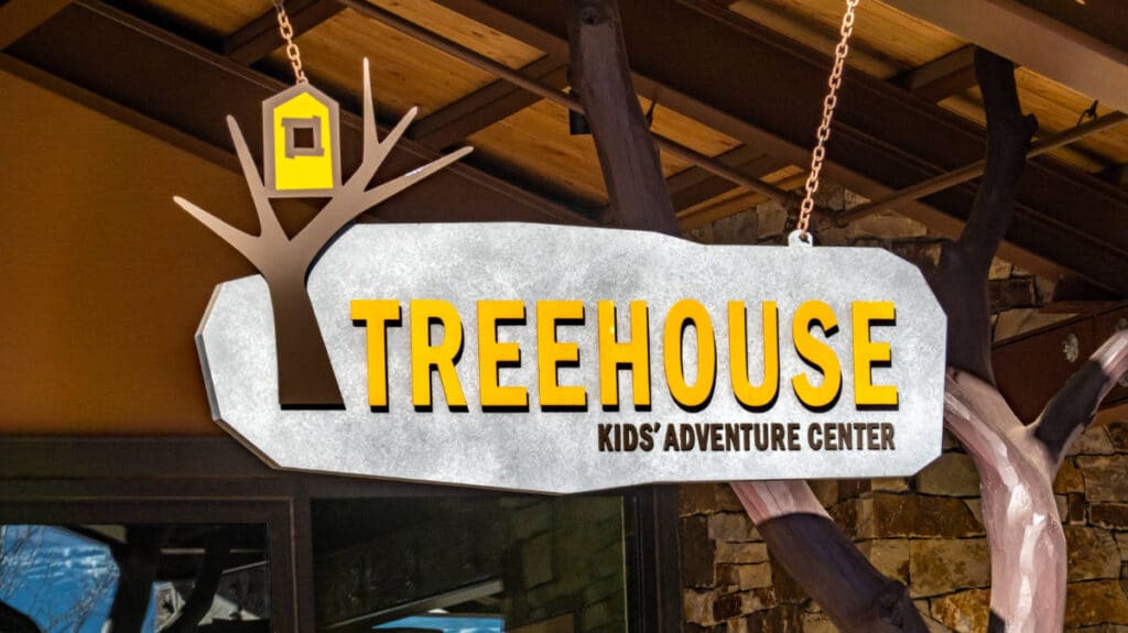 The Treehouse Kids’ Adventure Center signage at the entrance