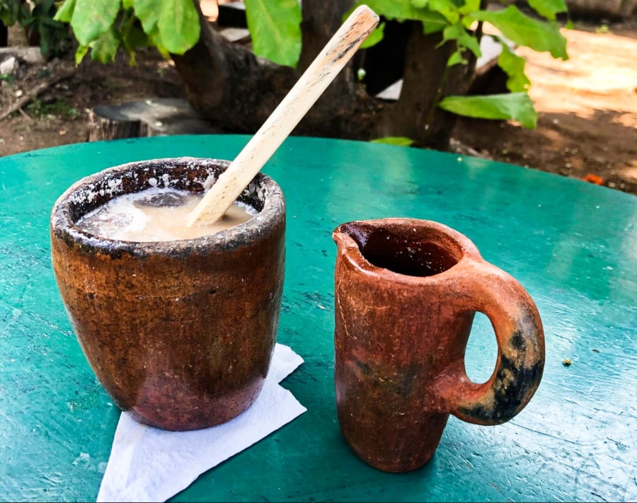 A closeup look at a locally and traditionally made hot chocolate