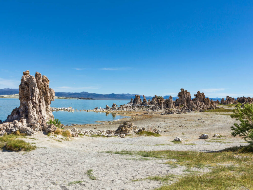 View of the tufas at the shoreline of Mono Lake