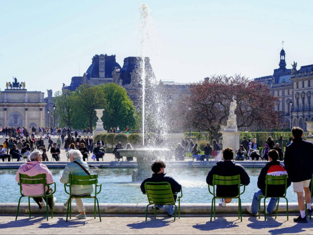 View of people relaxing at the Tuileries Garden