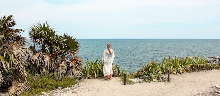 The Author looking at Tulum beach