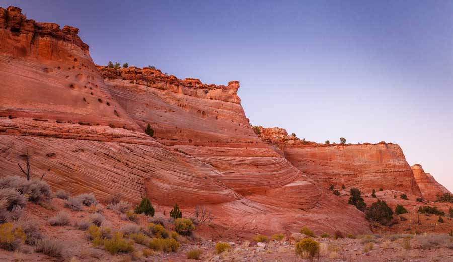 View of a clear sky over the Tunnel Slots at sunset