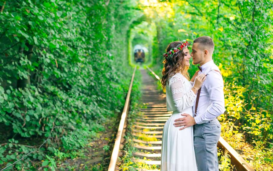 View of a couple in the Tunnel of Love