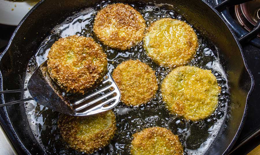 Fried green tomatoes on pan in Tupelo Honey