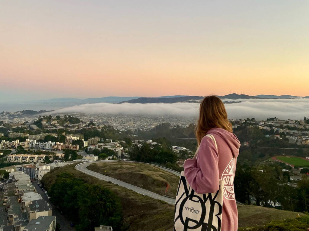 The author, Laura McFarland admiring the view in Twin Peaks