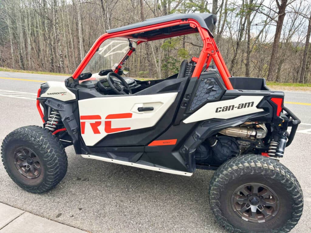 Closeup look of a UTV Rental at a scenic viewpoint