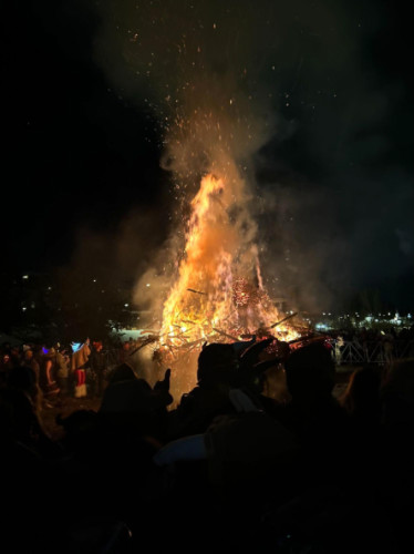 View of the massive Ullr Fest bonfire
