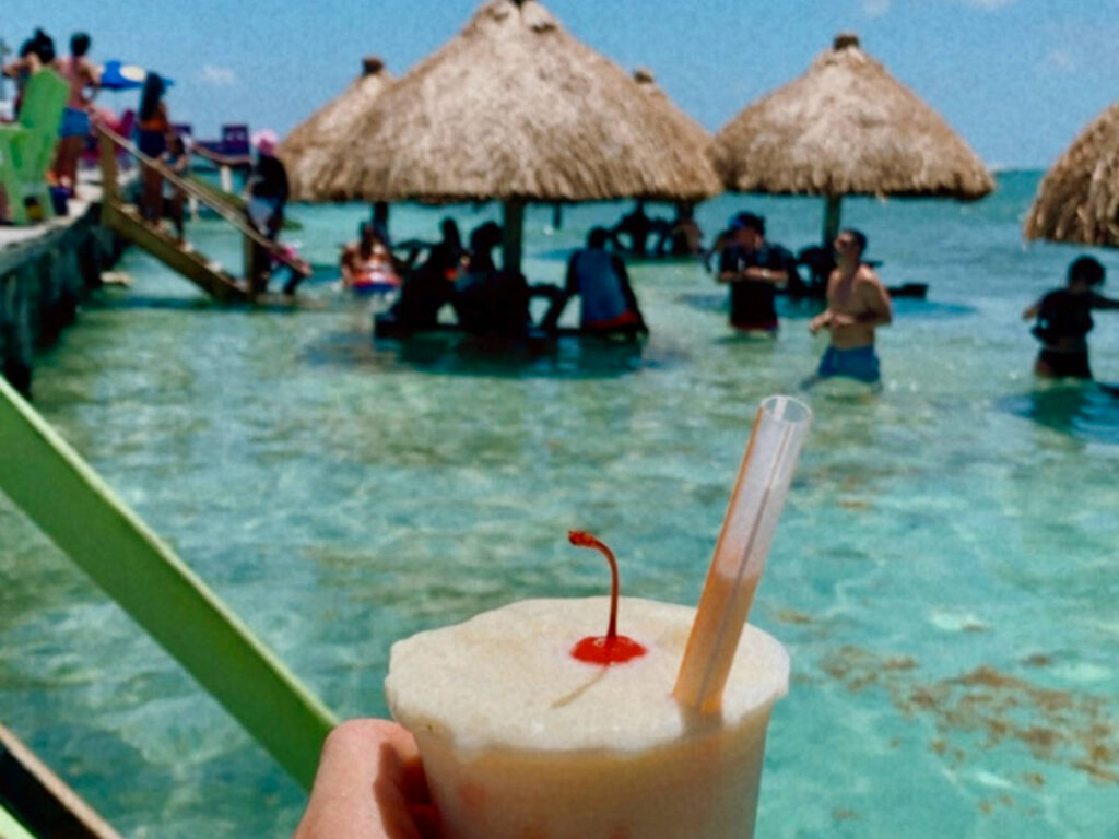 A drink from the Underwater bars in Caye Caulker