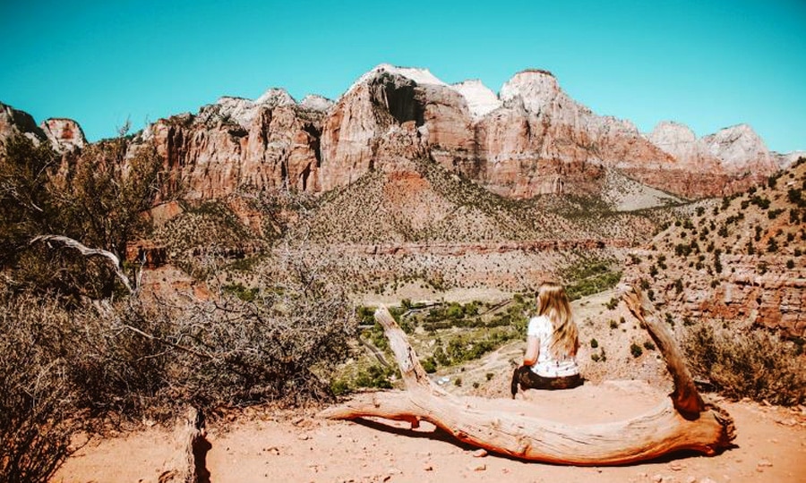 View of the author admiring the rocky mountains in US
