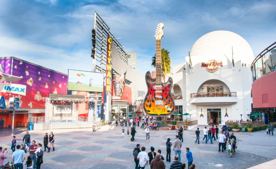 View of people and buildings at Universal CityWalk