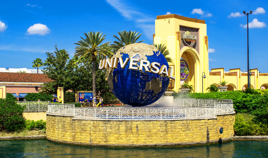 View of the Universal world sphere in CityWalk
