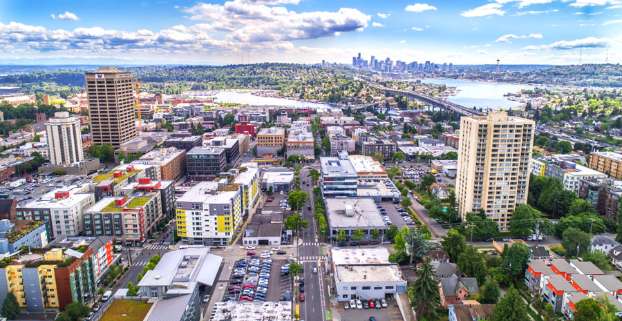 Aerial view of U-District in Seattle