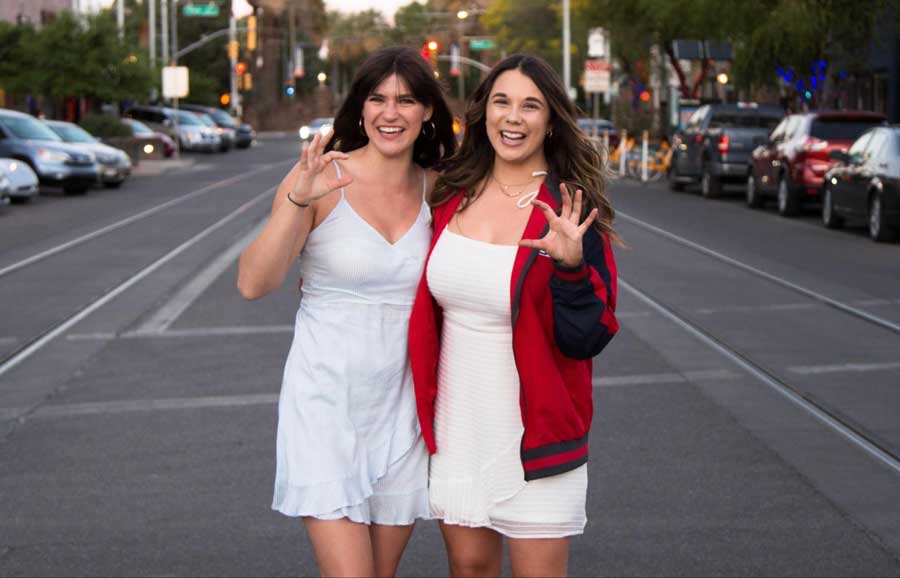 The author with her best friend posing for a photo at the University of Arizona Campus Boulevard