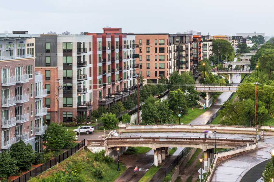 View of apartments in Uptown Minneapolis