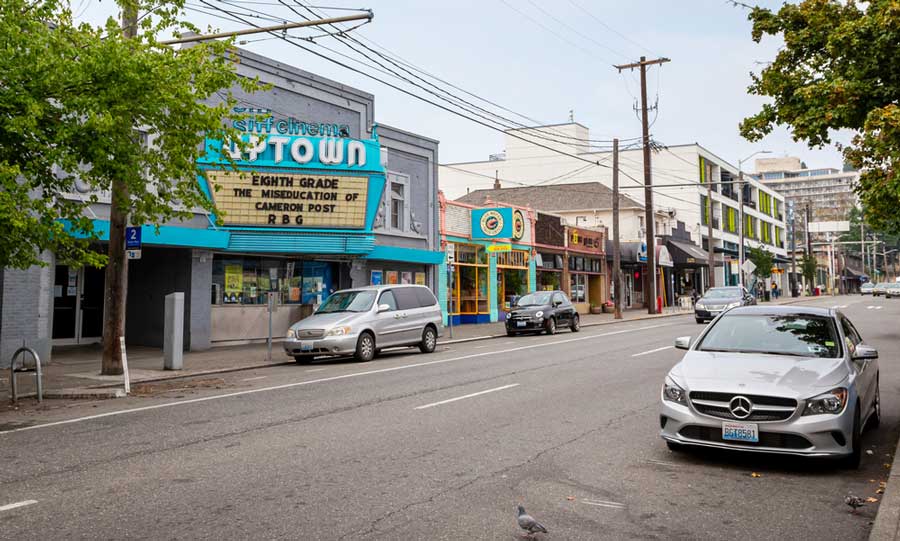 The Uptown Cinema from the outside in Queen Anne