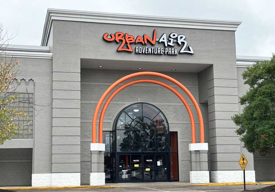 View of the entrance to Urban Air Adventure Park