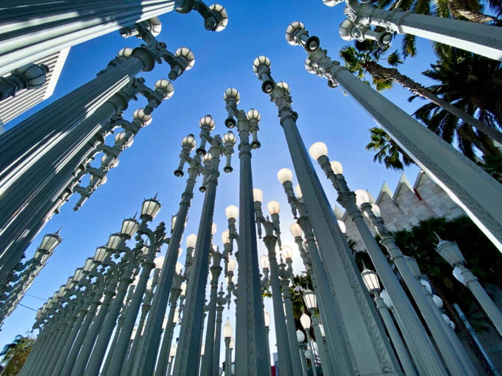 View of the Urban Light from the low perspective