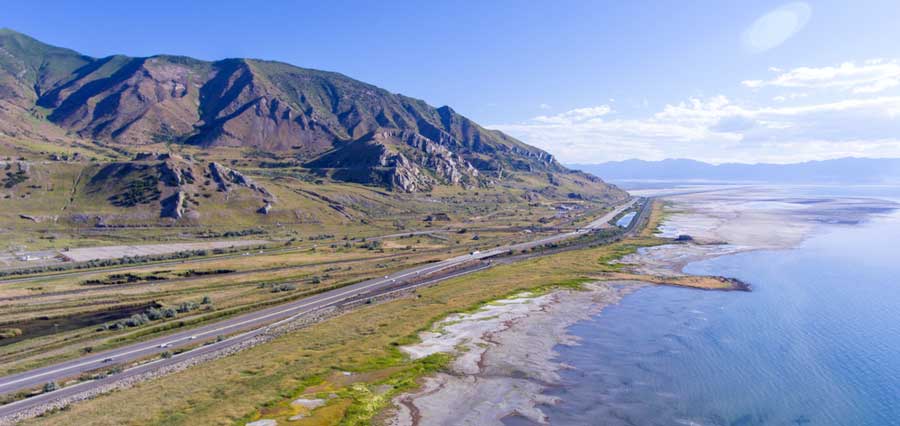 Aerial view at the Utah Lake State Park