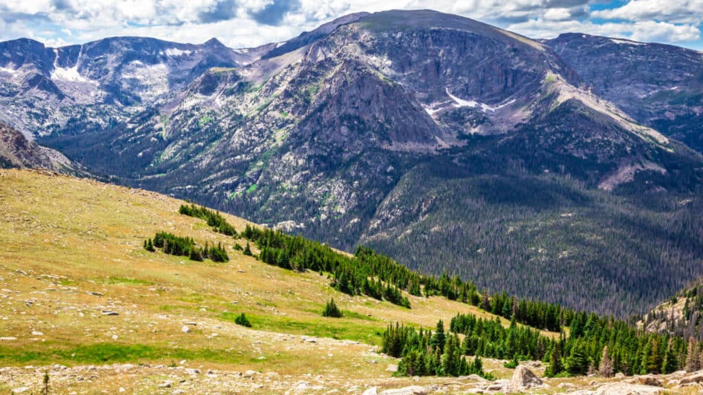 Panoramic view of the magnificent Rocky Mountain National Park from the Ute Trail