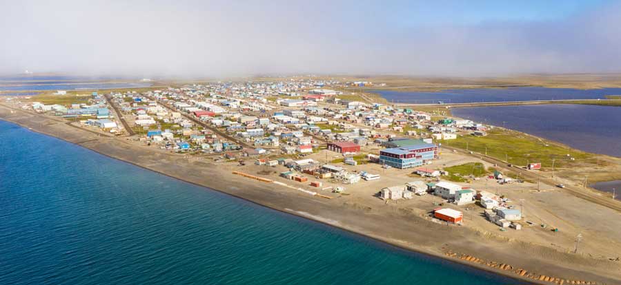 Aerial view of the Utqiagvik town