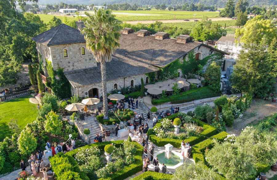 Aerial view of V. Sattui Winery in California