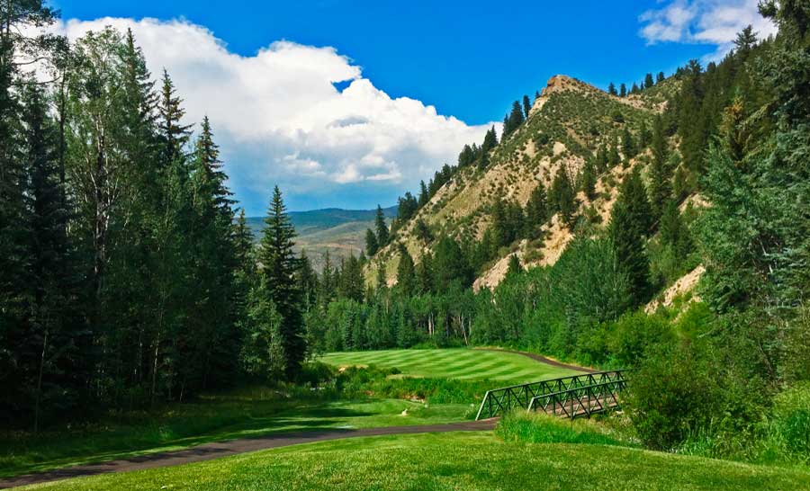 Scenic view of a golf course in Vail, Colorado