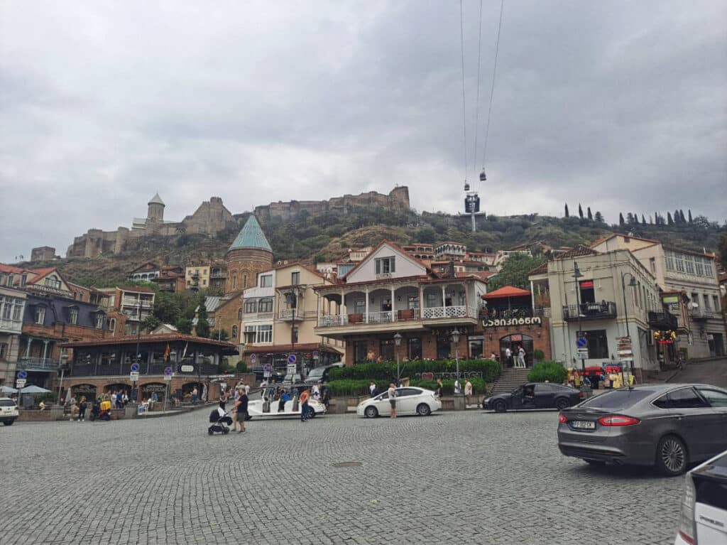 View of restaurants and shops at the Vakhtang Gorgasali Square