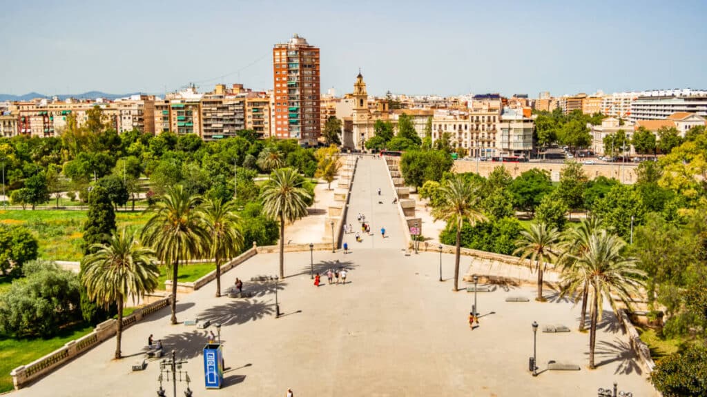 Overlooking view of Valencia from the Torre de Serranos