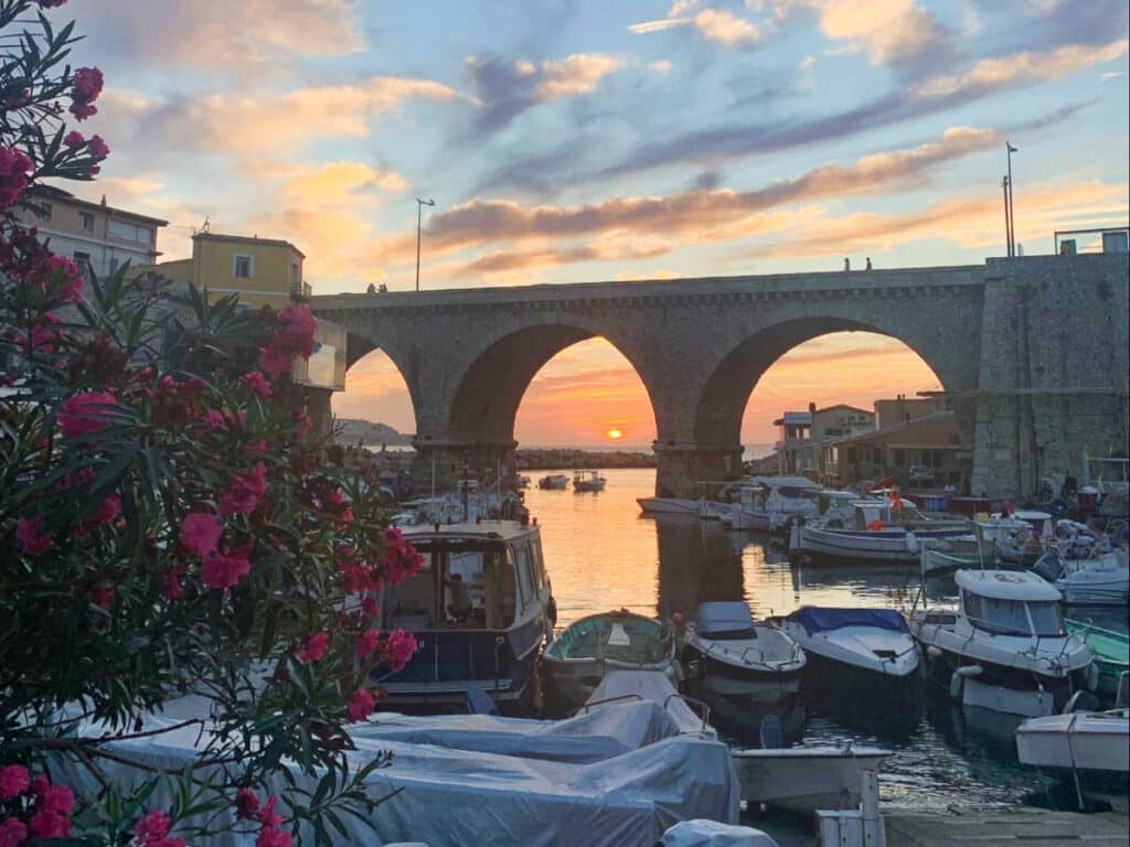View at the Vallon des Auffes, Marseille during sunset