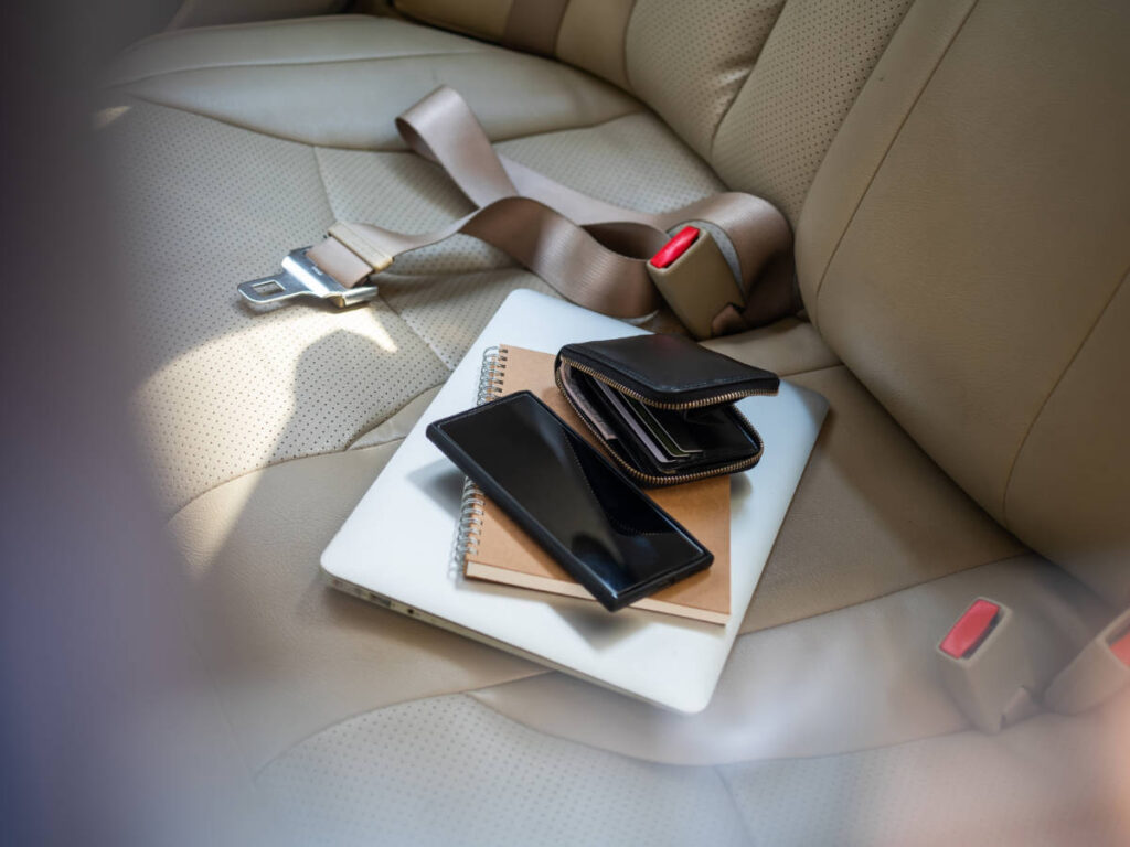 View of valuables inside a car