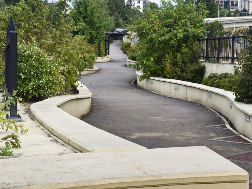 View of the winding down path of Vancouver Land Bridge