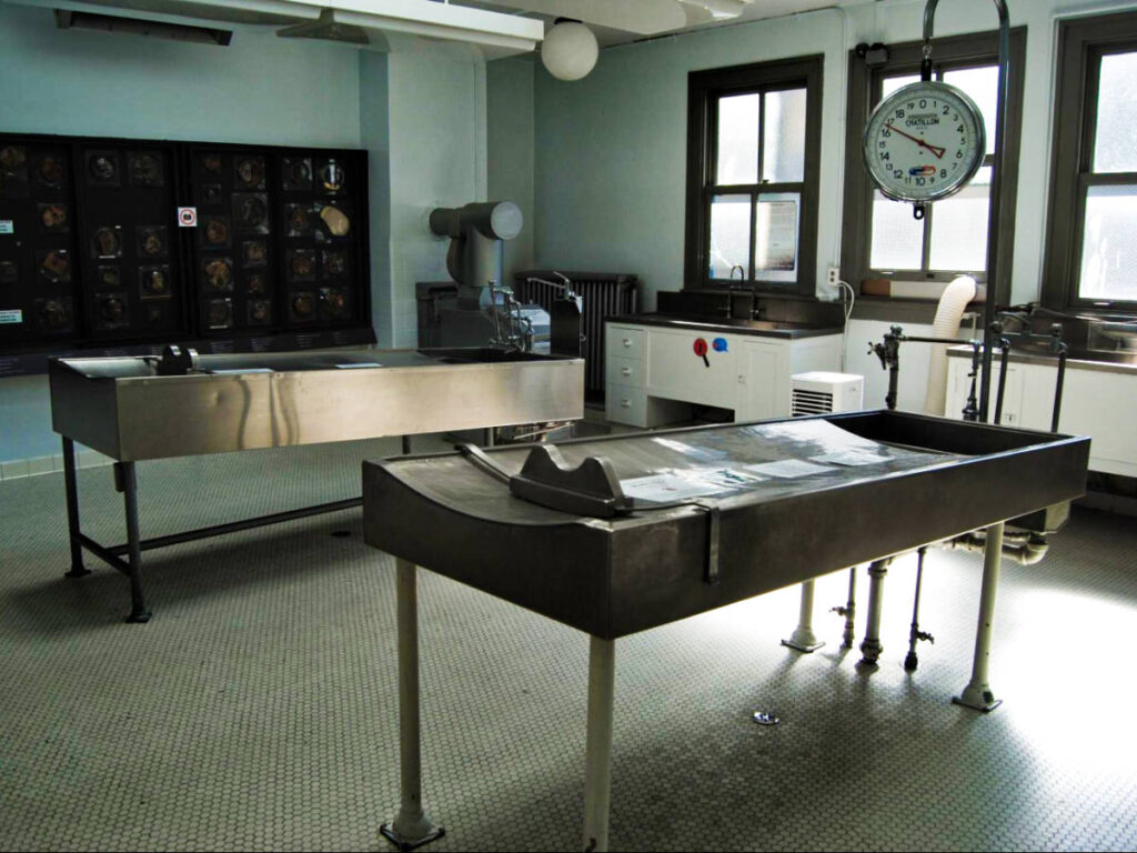 View inside the former morgue at the Police Museum