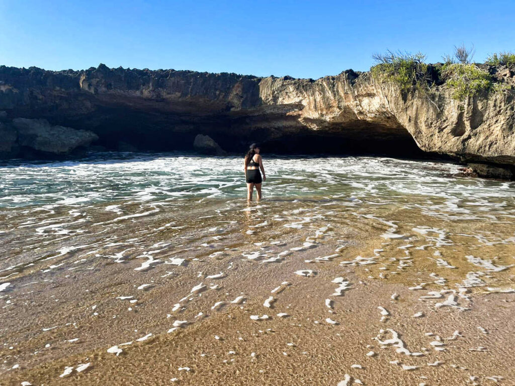 The author Vanessa Ramos, enjoying the views of Cueva Golondrinas