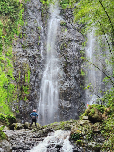 The author's friend admiring the waterfalls in Charco Prieto