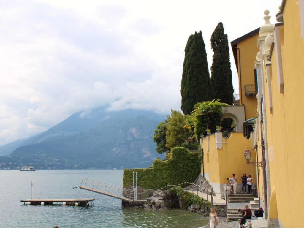 View of the people wandering around Varenna near the Lake Como