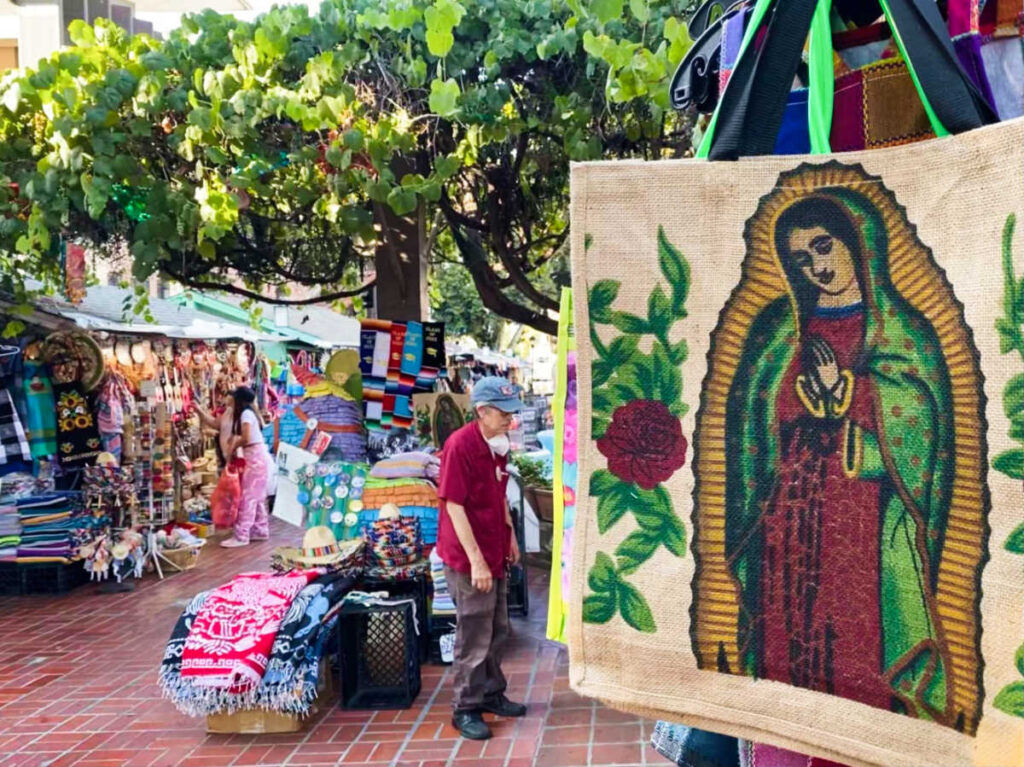 View of the products displayed at the street market in Olvera
