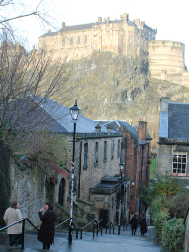 The view looking down the stairs from Vennel