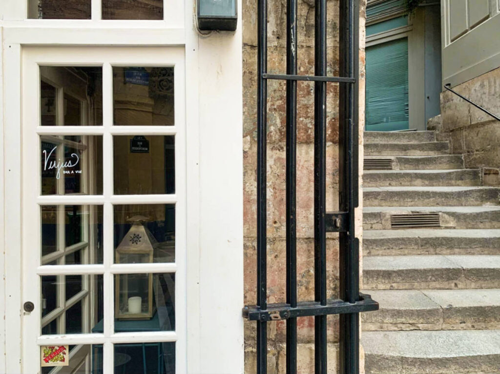 View of the entrance door of Verjus restaurant