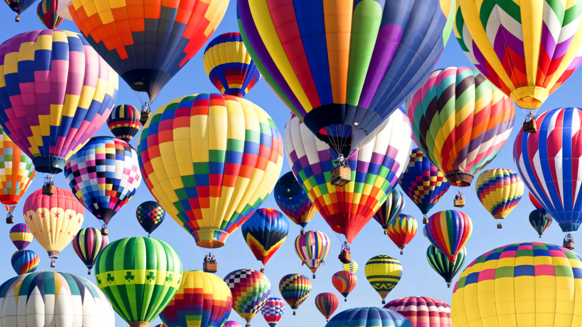 View of the colorful and vibrant hot air balloons