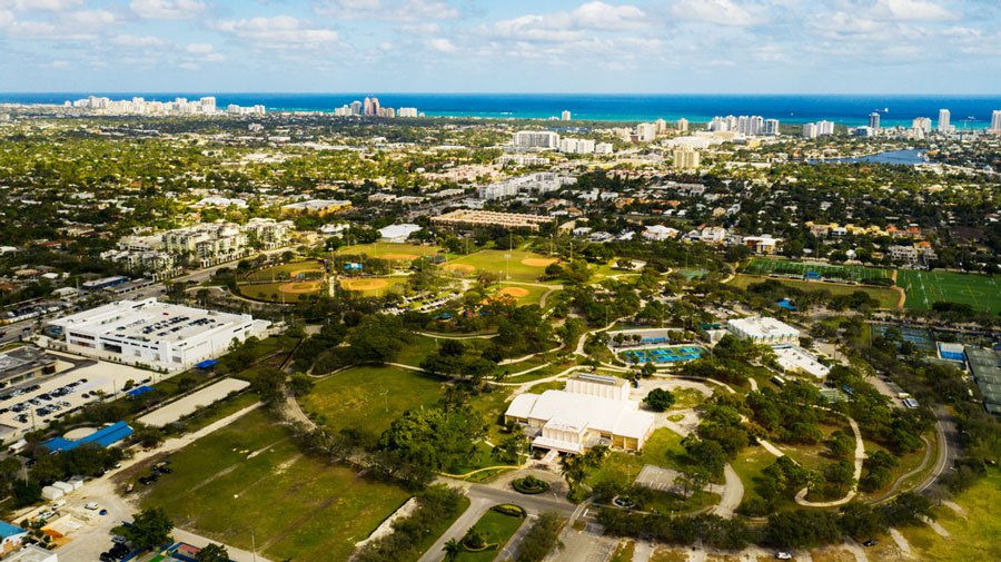 Aerial view of a park in Fort Lauderdale