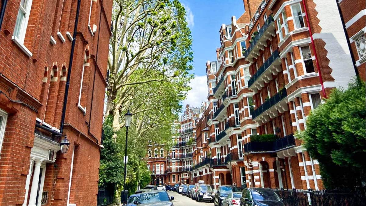 Exterior view of the stunning Victorian architecture in Earls Court in the Royal Borough of Kensington and Chelsea