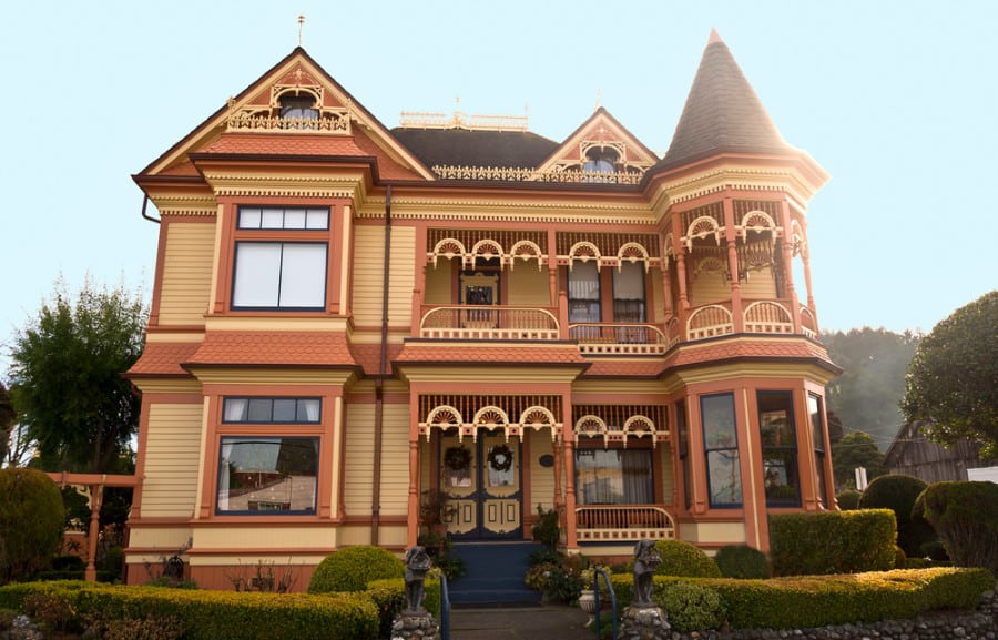 An exterior view of a Victorian mansion in Eureka