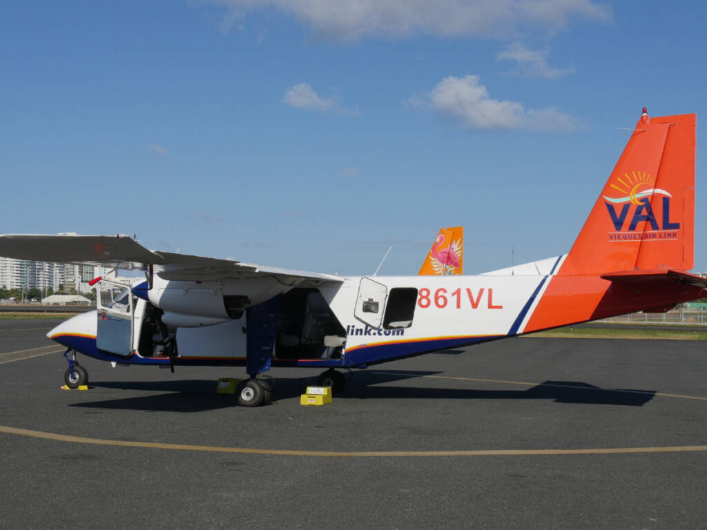 A small airplane of Vieques Air Link