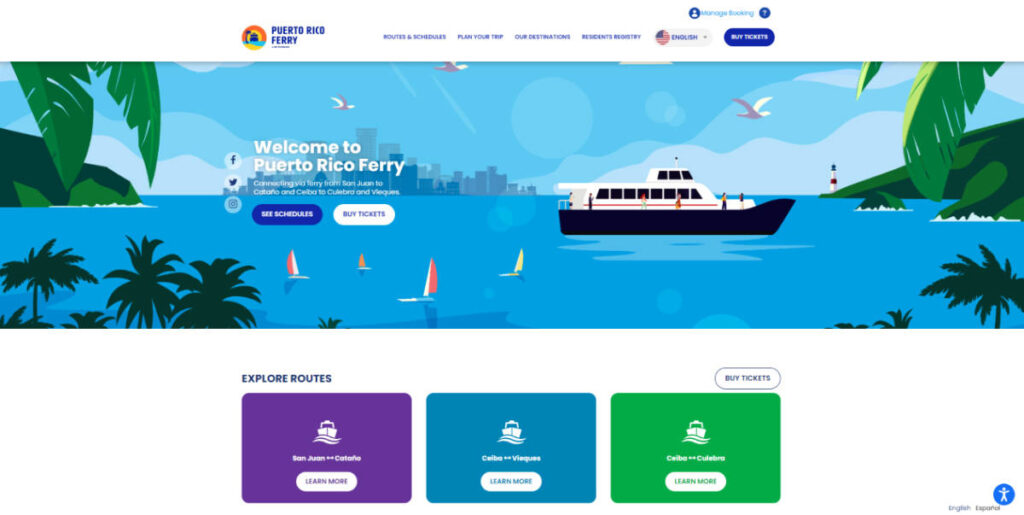 The ticketing website of Vieques Ferry