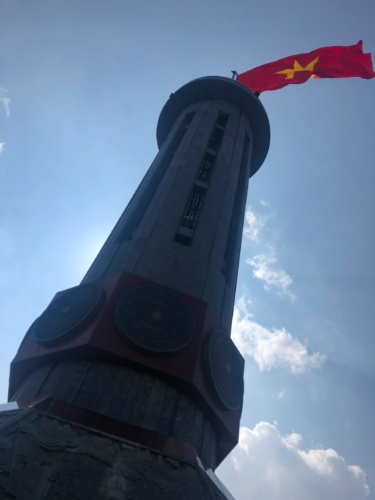 Vietnamese Flag at the border seen from below