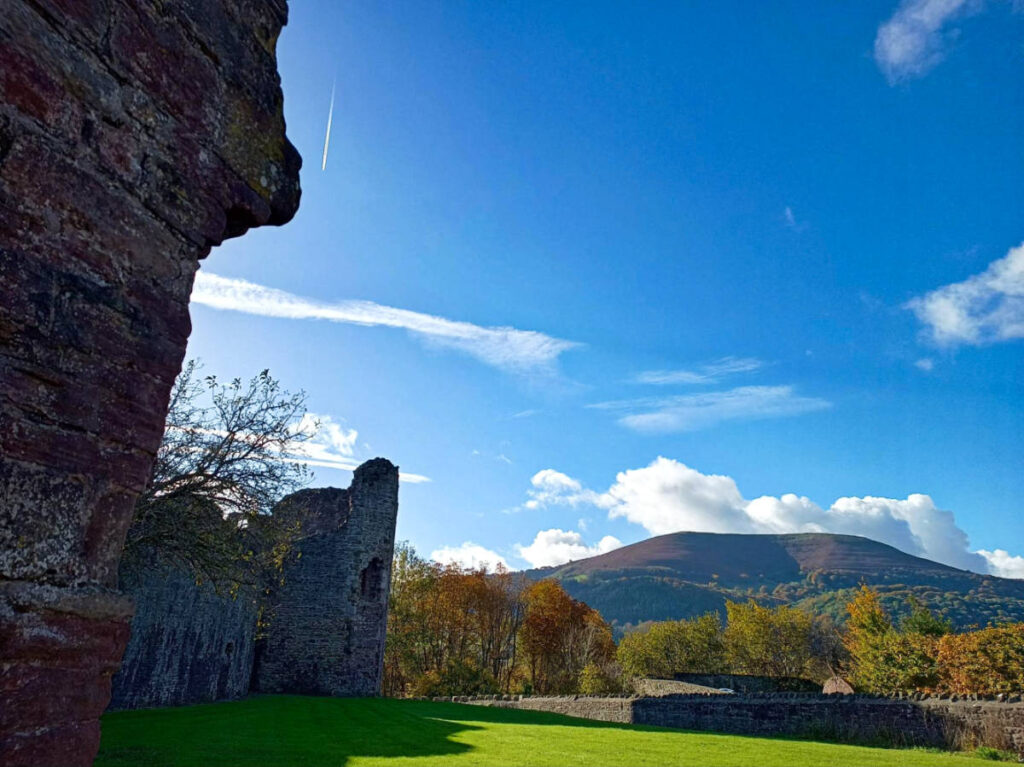 View of the Bannau Brycheiniog National Park from the Abergavenny Castle