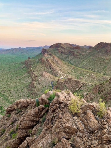 Scenic view of the mountain ranges from Saguaro National Park